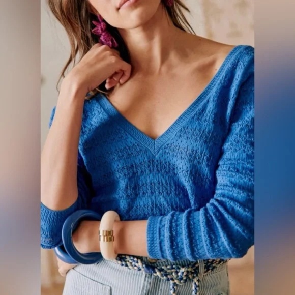 Sezane Gretha Jumper Azure Blue Size Large - Picture 4 of 10